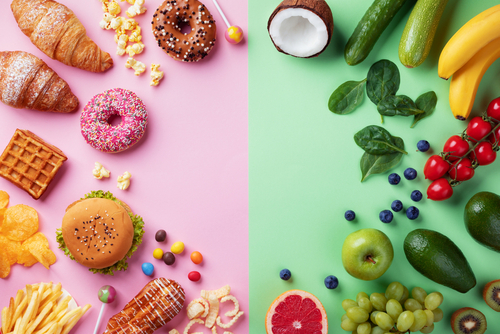 Image of healthy and junk food